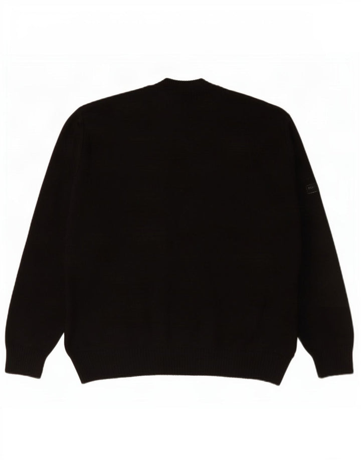 Commander Herre Cardigan Sweater IT 48 Lille sort geometrisk polyakryl