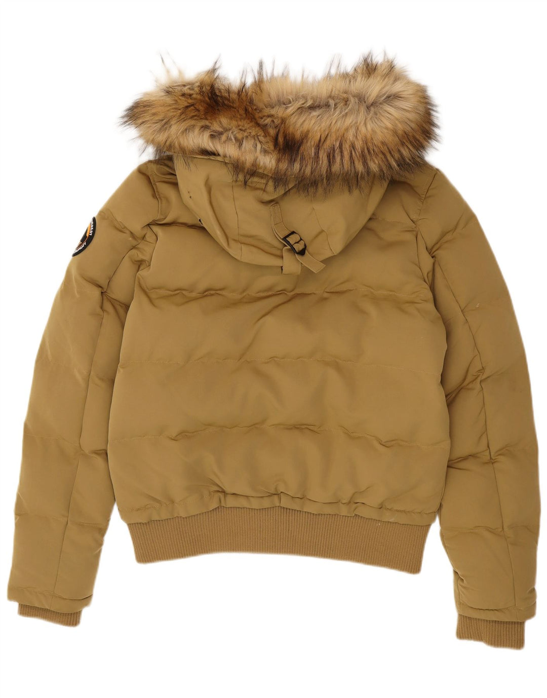 Superdry Polstret hættejakke til kvinder UK 14 Stor beige polyester