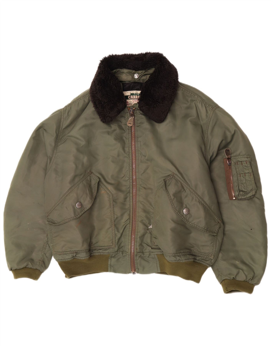 Carrera Herre Bomber Jacket UK 40 Large Khaki Colourblock Polyamid