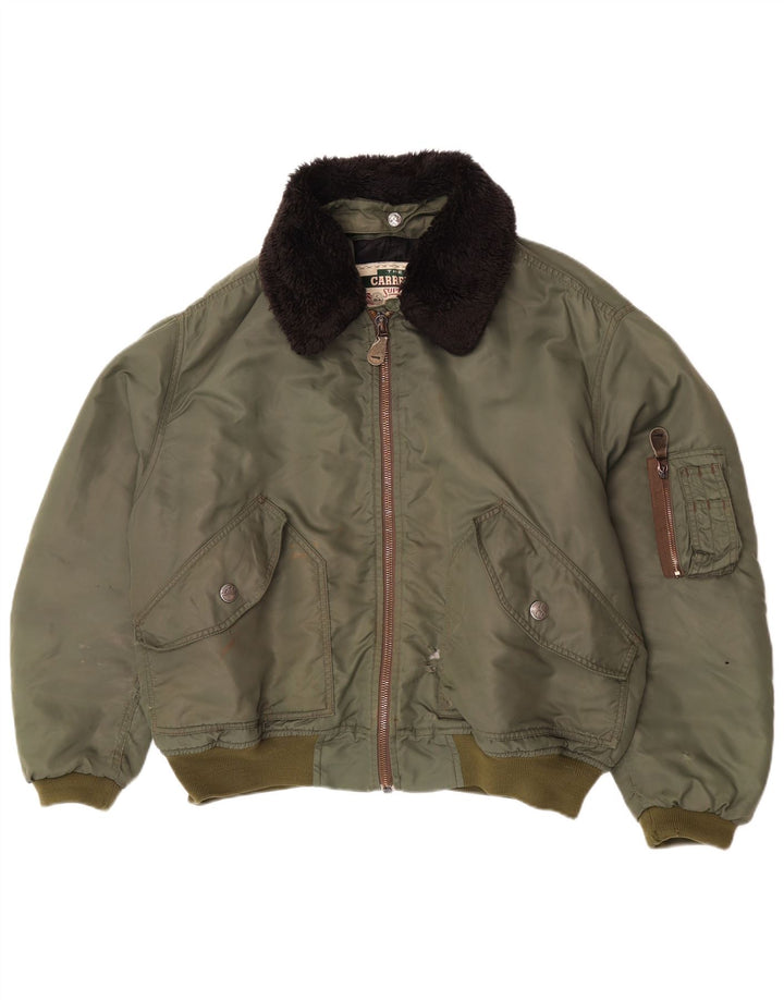 Carrera Herre Bomber Jacket UK 40 Large Khaki Colourblock Polyamid