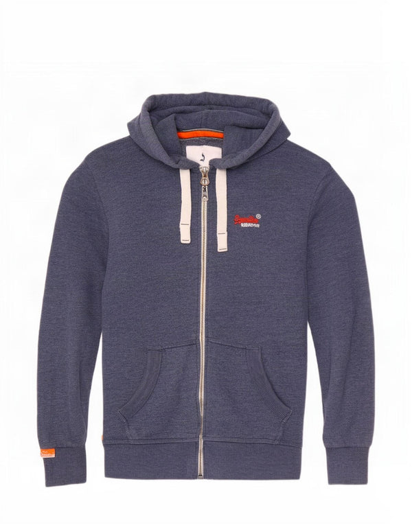 Superdry Hættetrøje med lynlås til mænd, lille blå bomuld