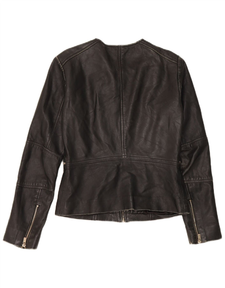Mango Womens Crop Læderjakke UK 10 Small Black