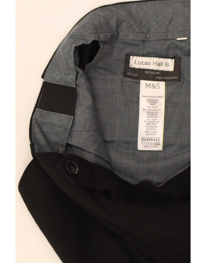 Marks & Spencer Herre Regular Fit Suit Bukser W32 L31 Sort polyester