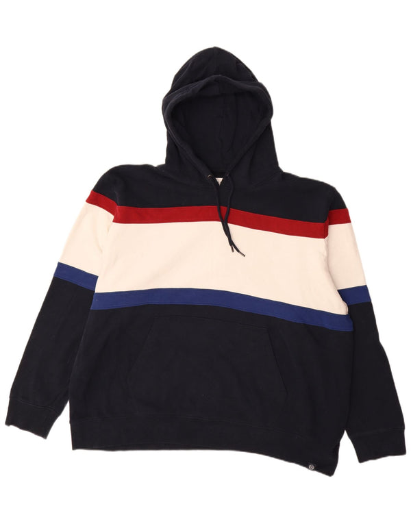 Marks & Spencer Mens Hoodie Jumper 3XL Navy Blue Colourblock Cotton