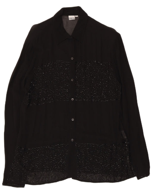 Andrea Mare Dame Se Through Shirt Bluse UK 16 Large Black Viscose