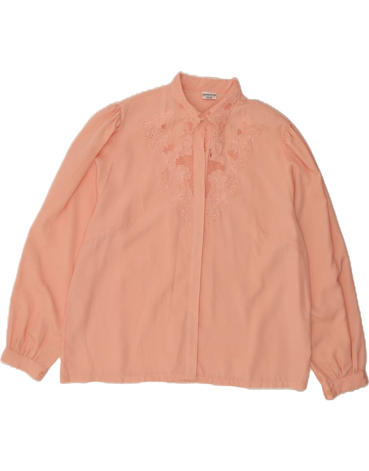 VINTAGE Womens Shirt Blouse EU 42/44 Large Pink Floral Polyester Vintage Vintage and Second-Hand Vintage from Messina Hembry 