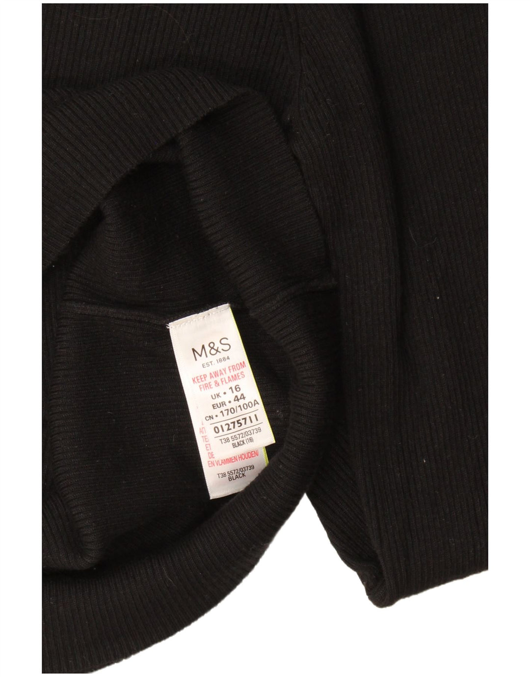 Marks & Spencer Dame Top Langærmet UK 16 Stor Sort Viscose