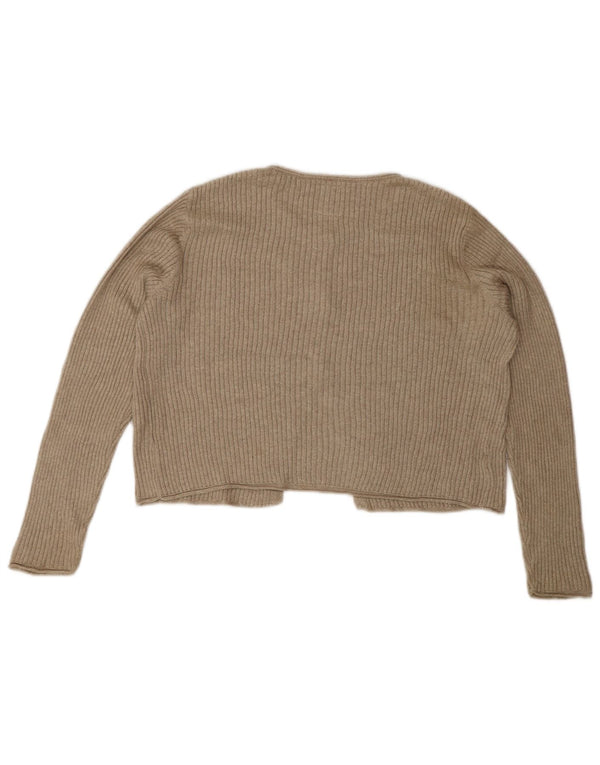 Zara Girls Crop Cardigan Sweater 11-12 År Beige Viscose