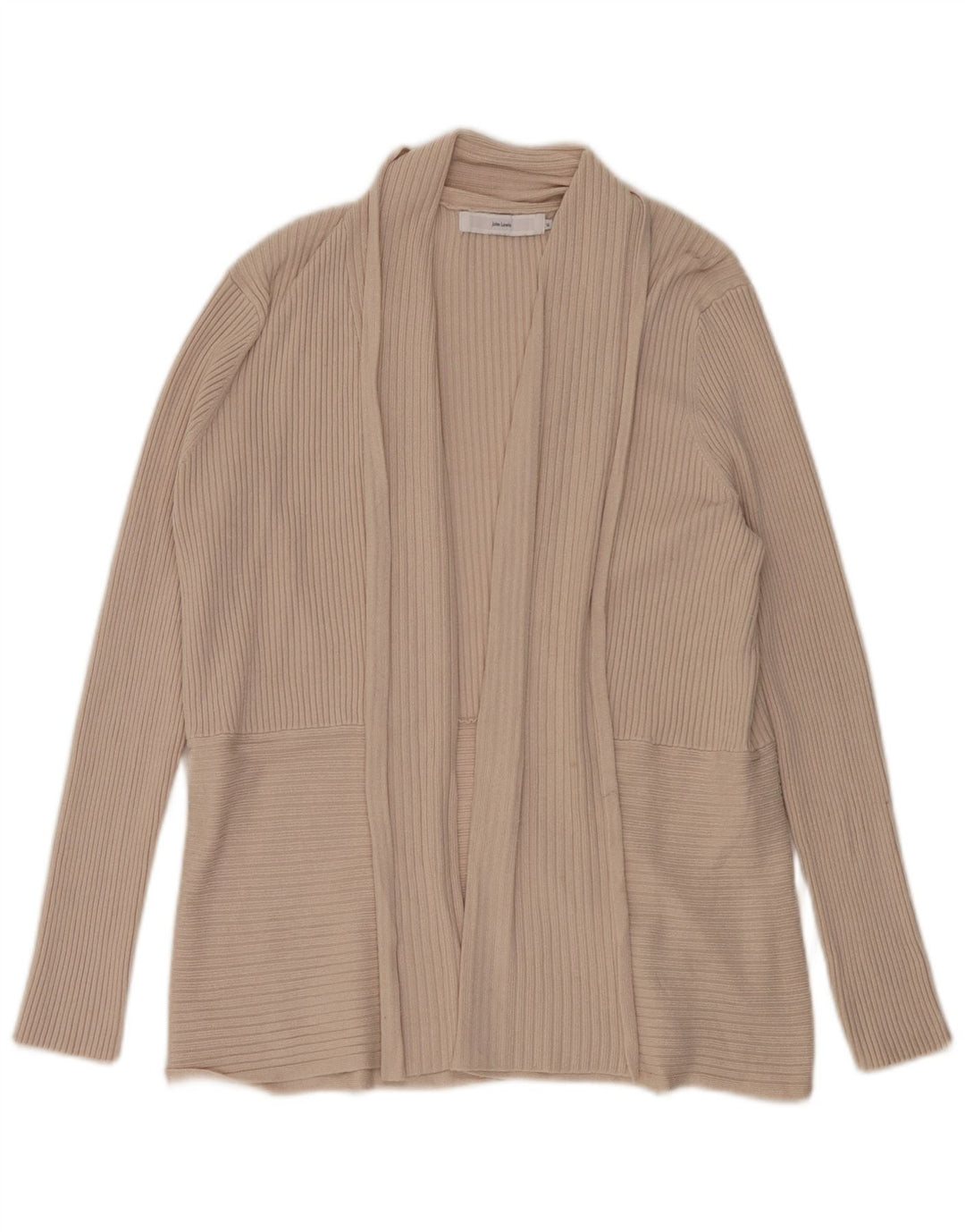 John Lewis Dame Oversized Open Cardigan Sweater UK 16 Large Beige Viscose