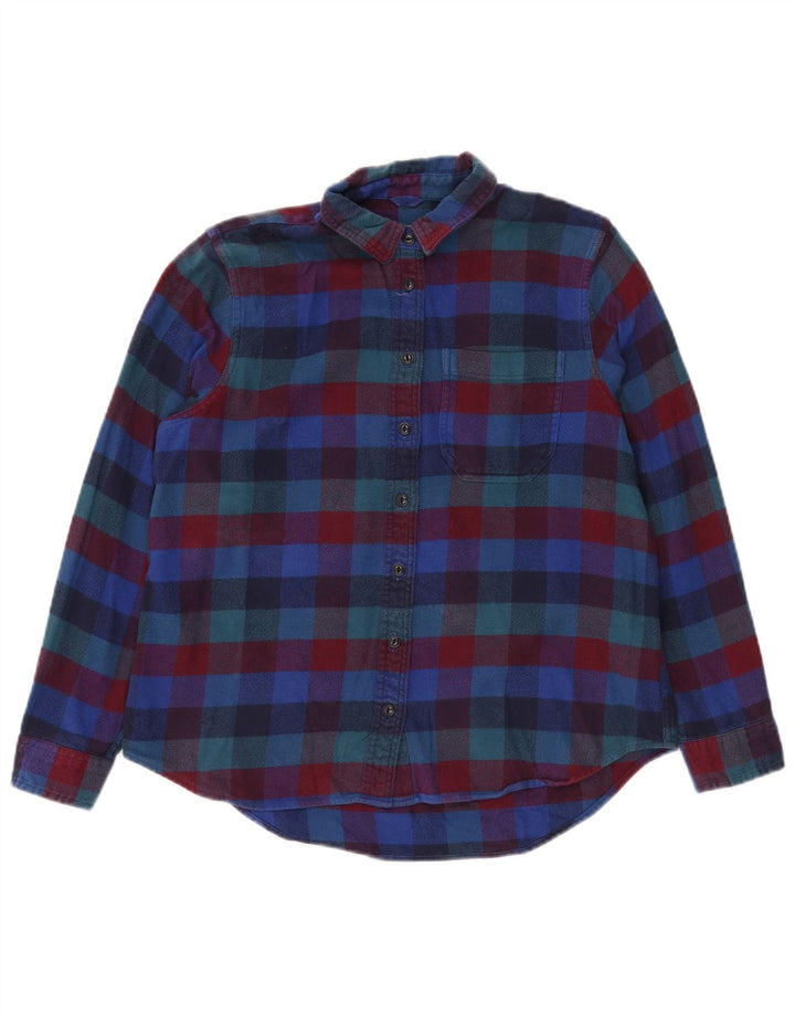 L.L.BEAN Dame oversized flannel skjorte UK 10 Lille flerfarvet plaid