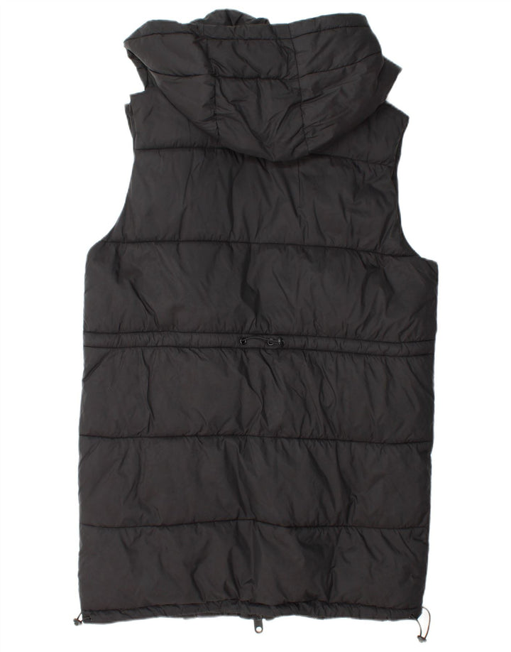 Zara Dame Hætte Polstret Gilet UK 14 Medium Sort Polyester