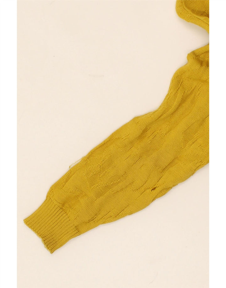 VINTAGE Womens Turtle Neck Jumper Sweater UK 16 Large Yellow Polyacrylic Vintage Vintage and Second-Hand Vintage from Messina Hembry 