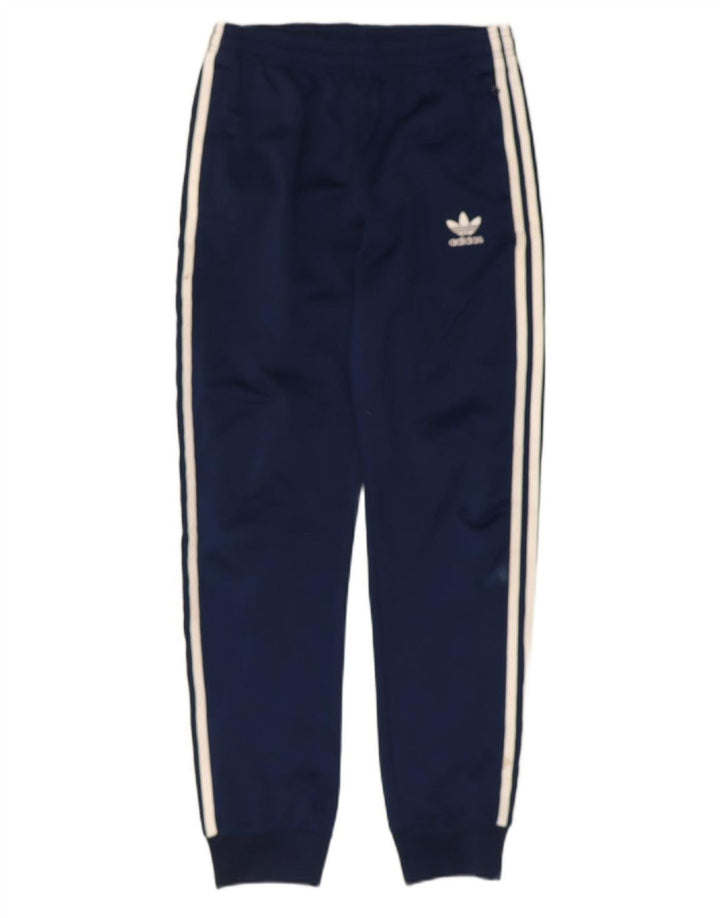 ADIDAS Boys Tracksuit Trousers Joggers 13-14 Years Navy Blue Polyester