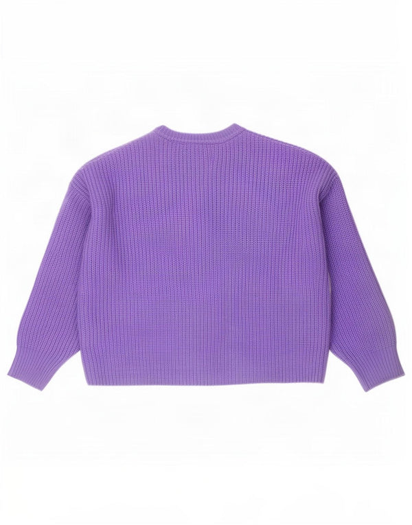 Zara Dame Oversized Crew Neck Jumper Sweater UK 14 Medium Lilla Akryl