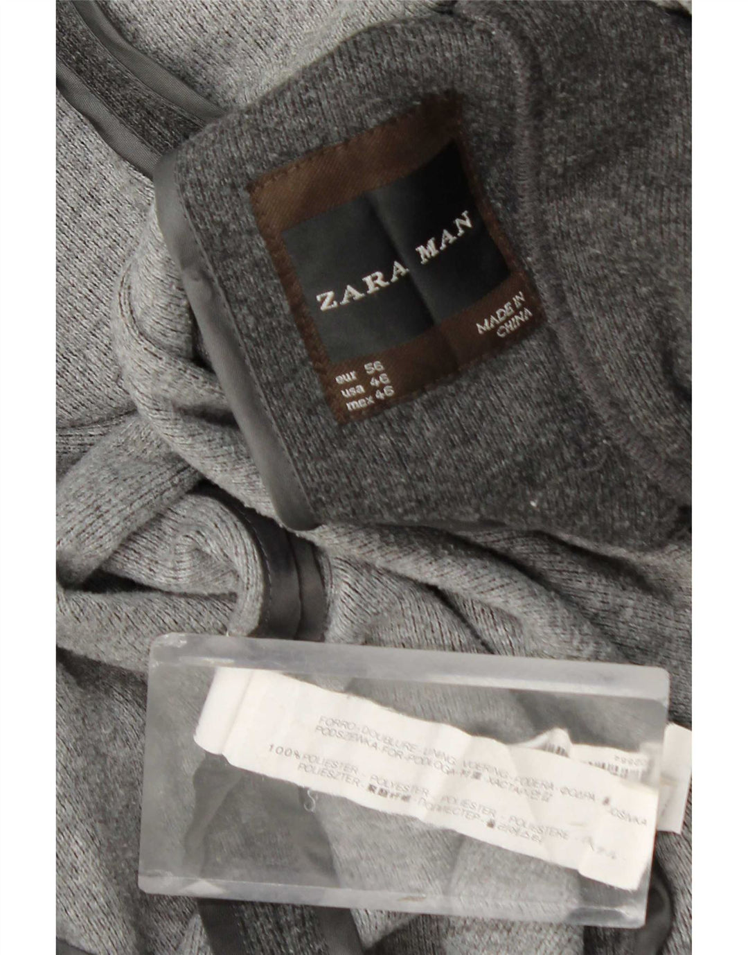 Zara Herre 2-knaps blazerjakke EU 56 XL Grå Polyester