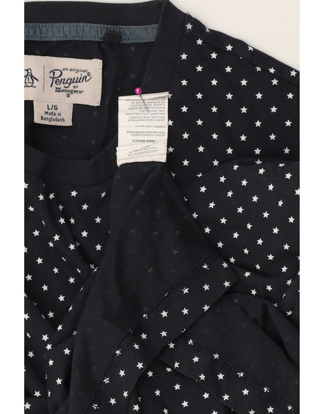 Penguin Herre T-shirt Top Stor marineblå plettet bomuld