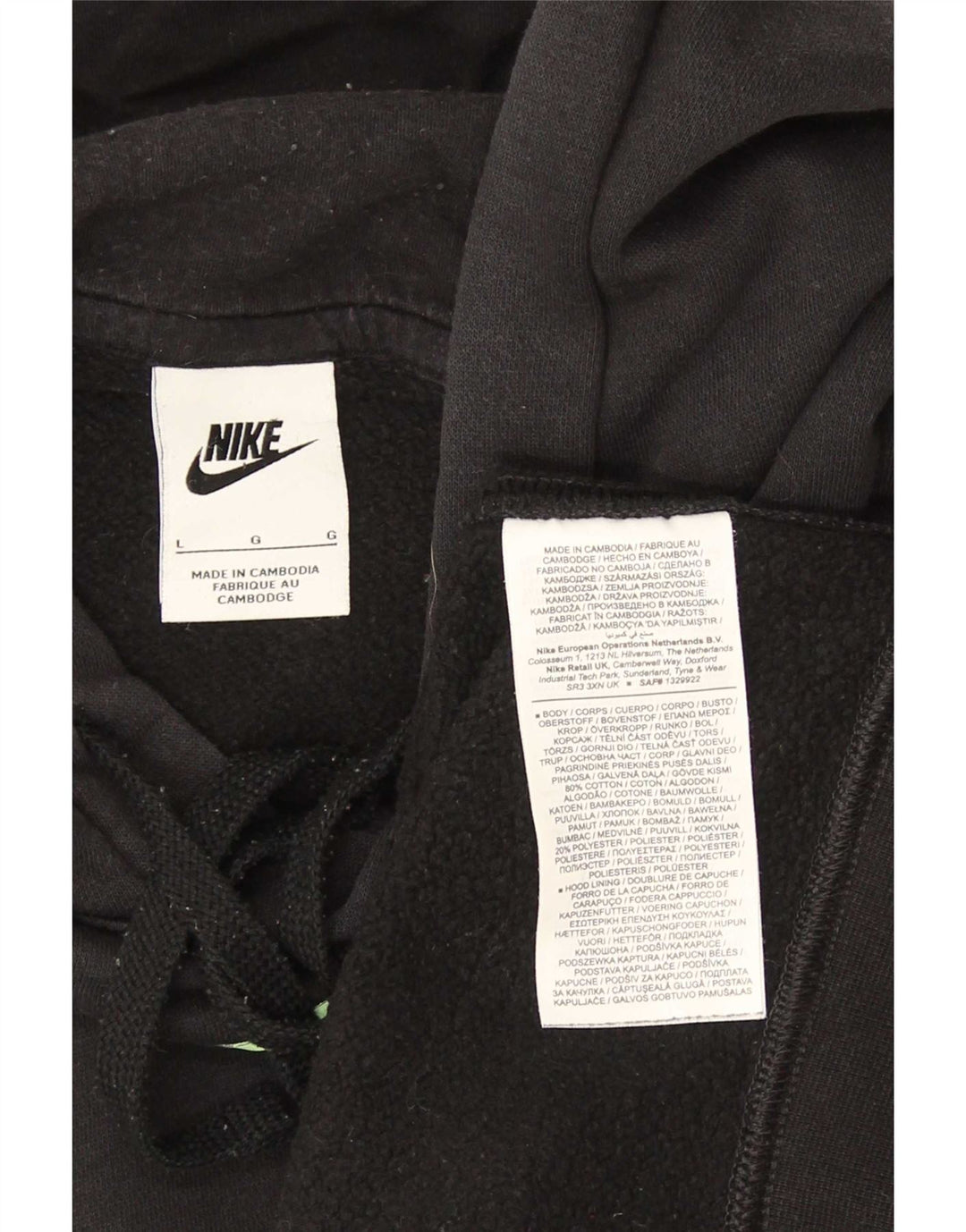 Nike grafisk hættetrøje til mænd, stor sort bomuld