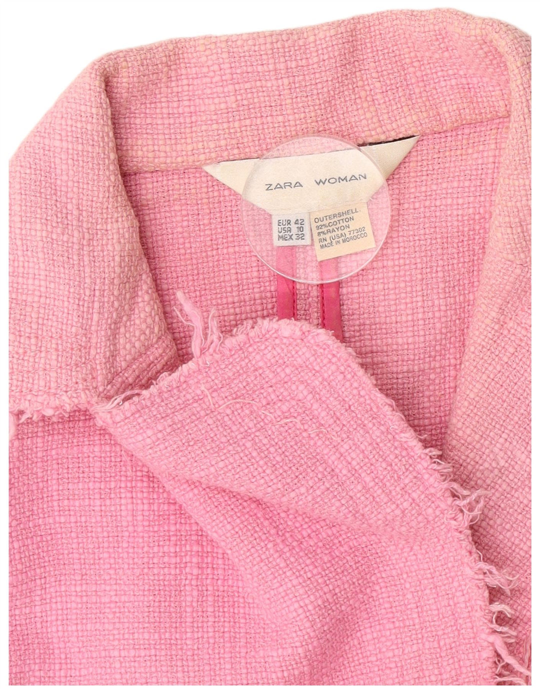 Zara Womens Crop 1-knap blazerjakke EU 42 Large Pink Bomuld