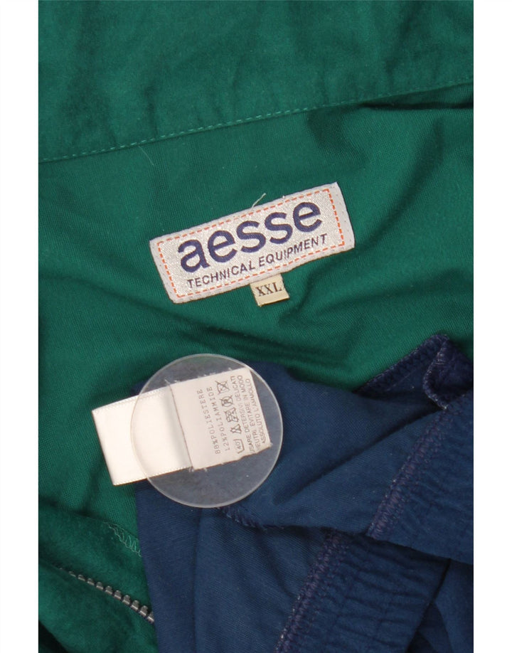 Aesse Herre Velour Træningsdragt Top Jakke 2XL Navy Blue Colourblock Polyester