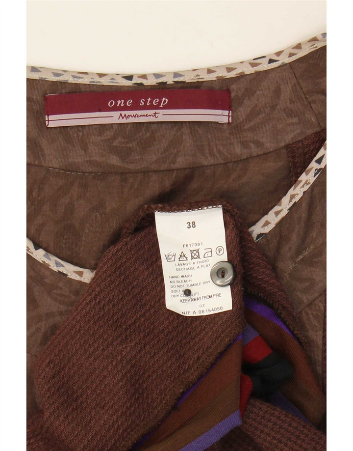 Vintage dame longline cardigan sweater EU 38 medium brun stribet bomuld