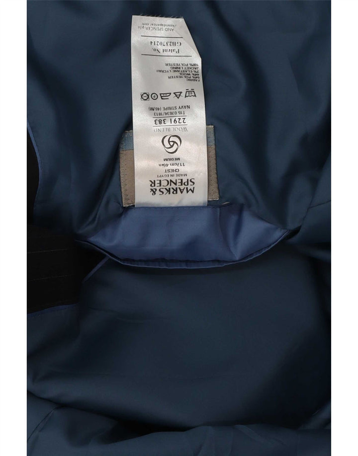 Marks & Spencer Herre 2-knaps blazerjakke UK 46 XL Marineblå nålestribe