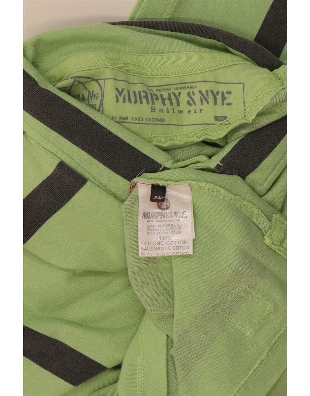 Murphy & Nye herre poloshirt XL grøn stribet bomuld