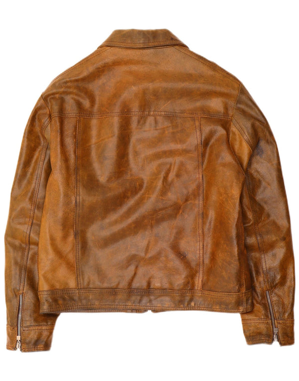 Vintage Herre Læderjakke UK 38 Medium Brun Læder