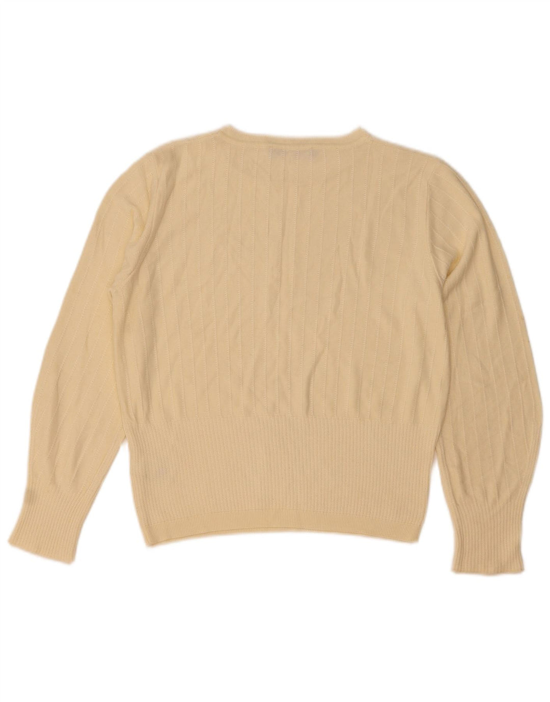 Marks & Spencer Womens Crew Neck Jumper Sweater UK 12 Medium Beige Viscose