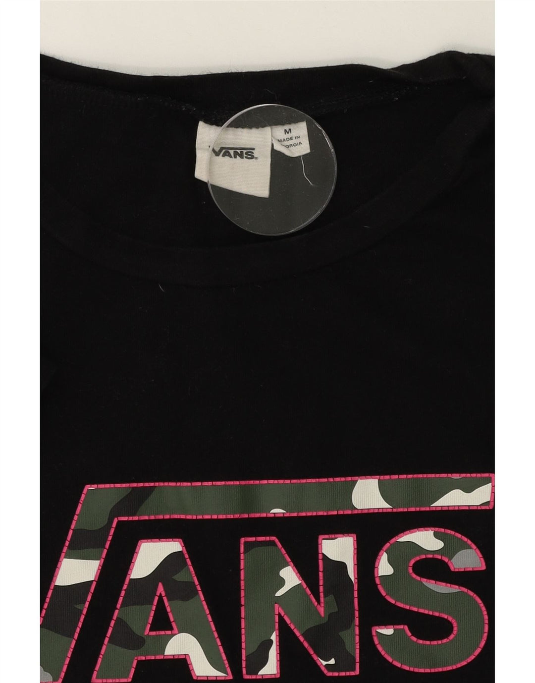 VANS Womens Graphic T-Shirt Top UK 12 Medium Black Vintage Vans and Second-Hand Vans from Messina Hembry 
