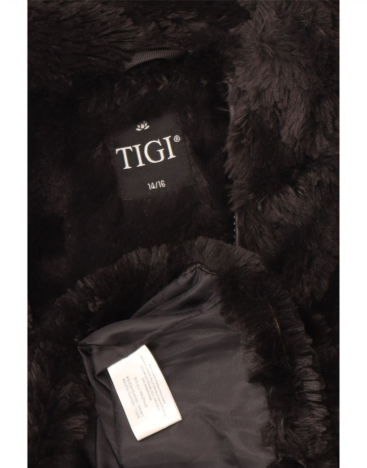VINTAGE Womens Fleece Gilet UK 14/16 Large Black Polyester Vintage Vintage and Second-Hand Vintage from Messina Hembry 