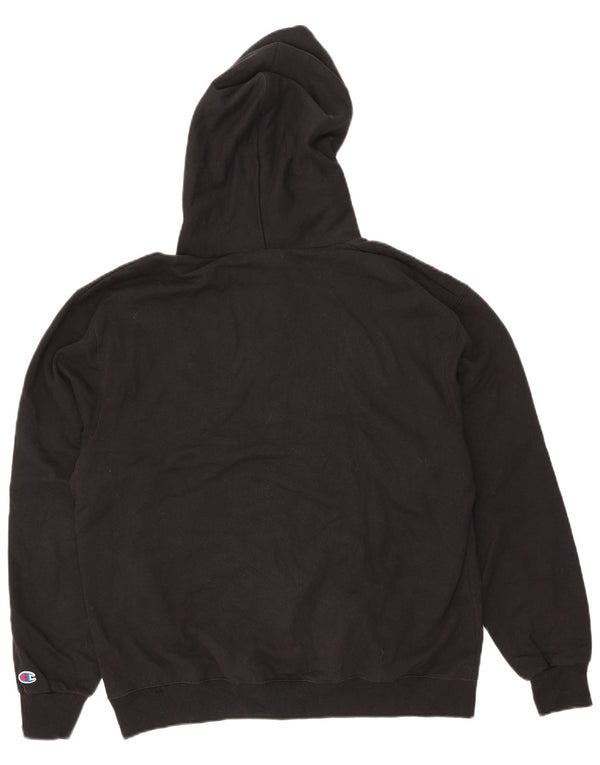 Champion Mens Graphic Hoodie Jumper Large Black Cotton