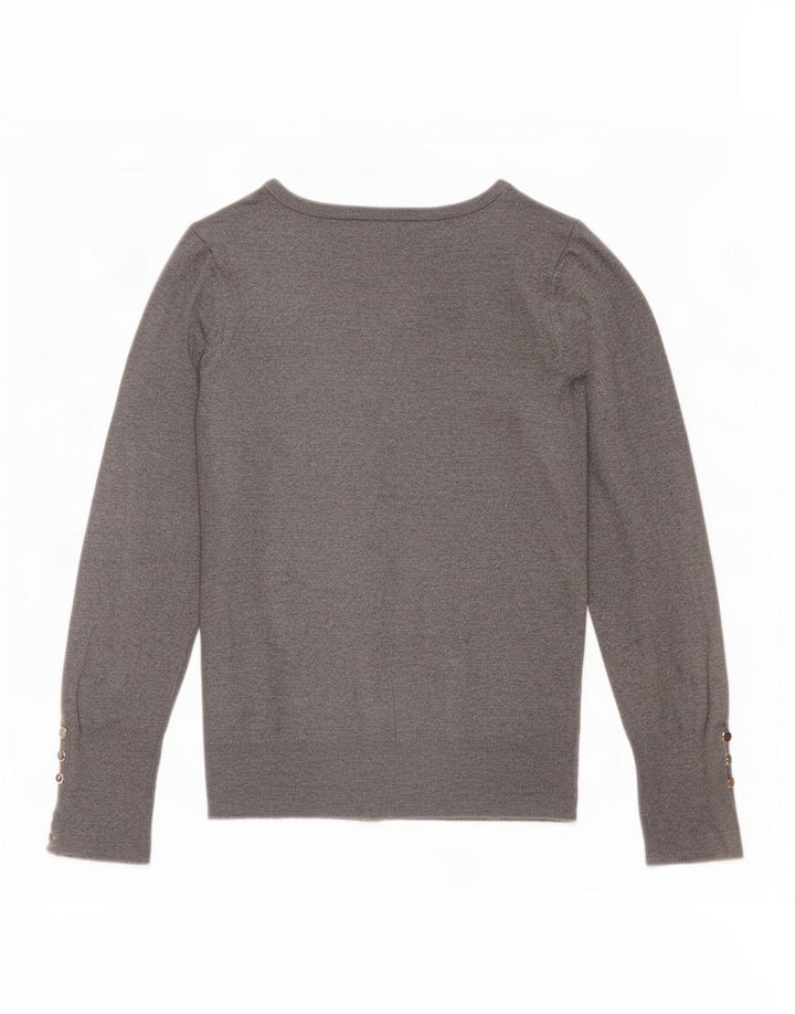 Zara Dame Cardigan Sweater UK 14 Large Grå Viscose