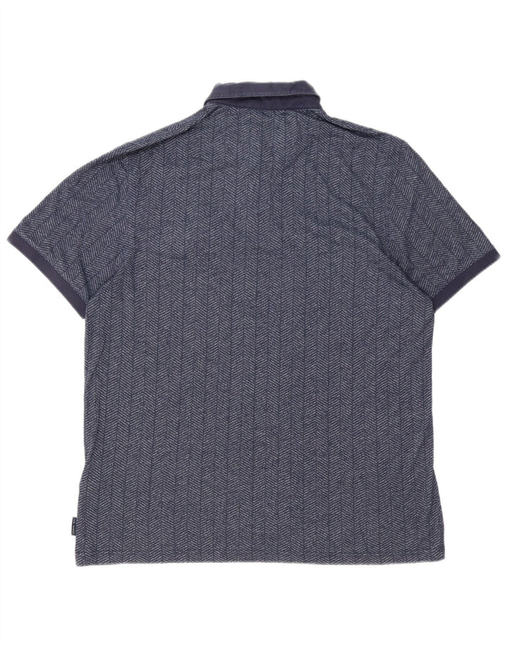 TED BAKER Poloshirt til mænd str. 6 2XL Marineblå sildebensbomuld