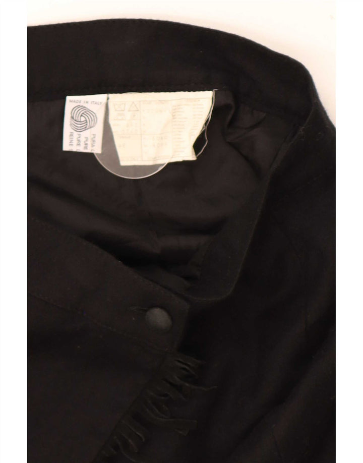 Vintage Dame Mini Wrap Skirt IT 46 Large W30 Black New Wool