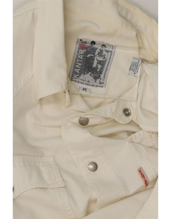 KANTAROS Mens Denim Shirt Medium White Cotton Vintage Kantaros and Second-Hand Kantaros from Messina Hembry 