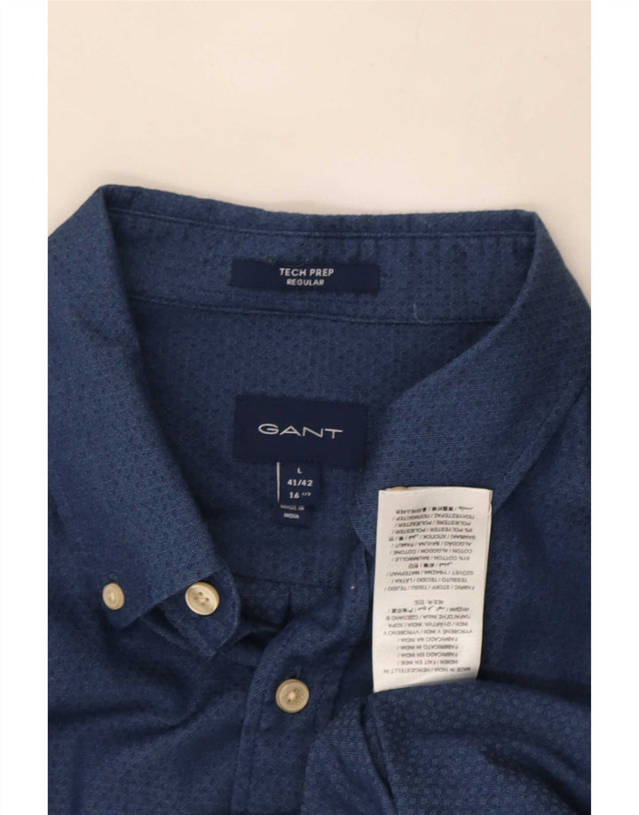 Gant Herre Regular Fit Skjorte Størrelse 41/42 16 1/2 Large Marineblå Plettet