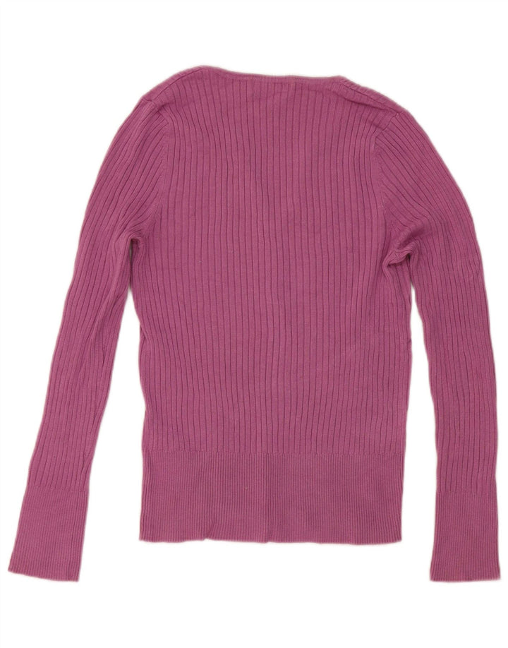 Marks & Spencer Dame V-hals sweater UK 12 Medium Pink Viscose