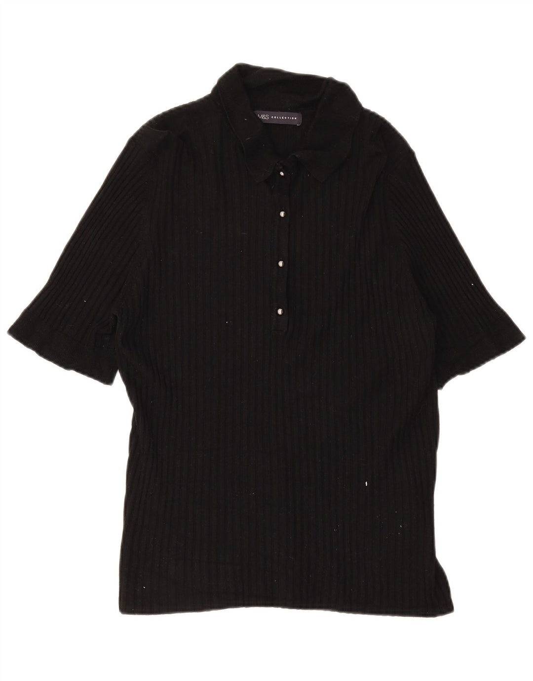 Marks & Spencer Dame Polo Shirt UK 18 XL Sort Viscose