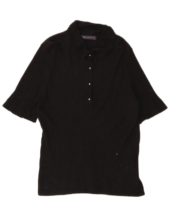 Marks & Spencer Dame Polo Shirt UK 18 XL Sort Viscose