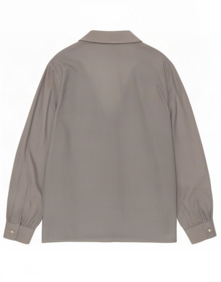 Vintage dameskjorte bluse IT 42 Mellemgrå nålestribet silke