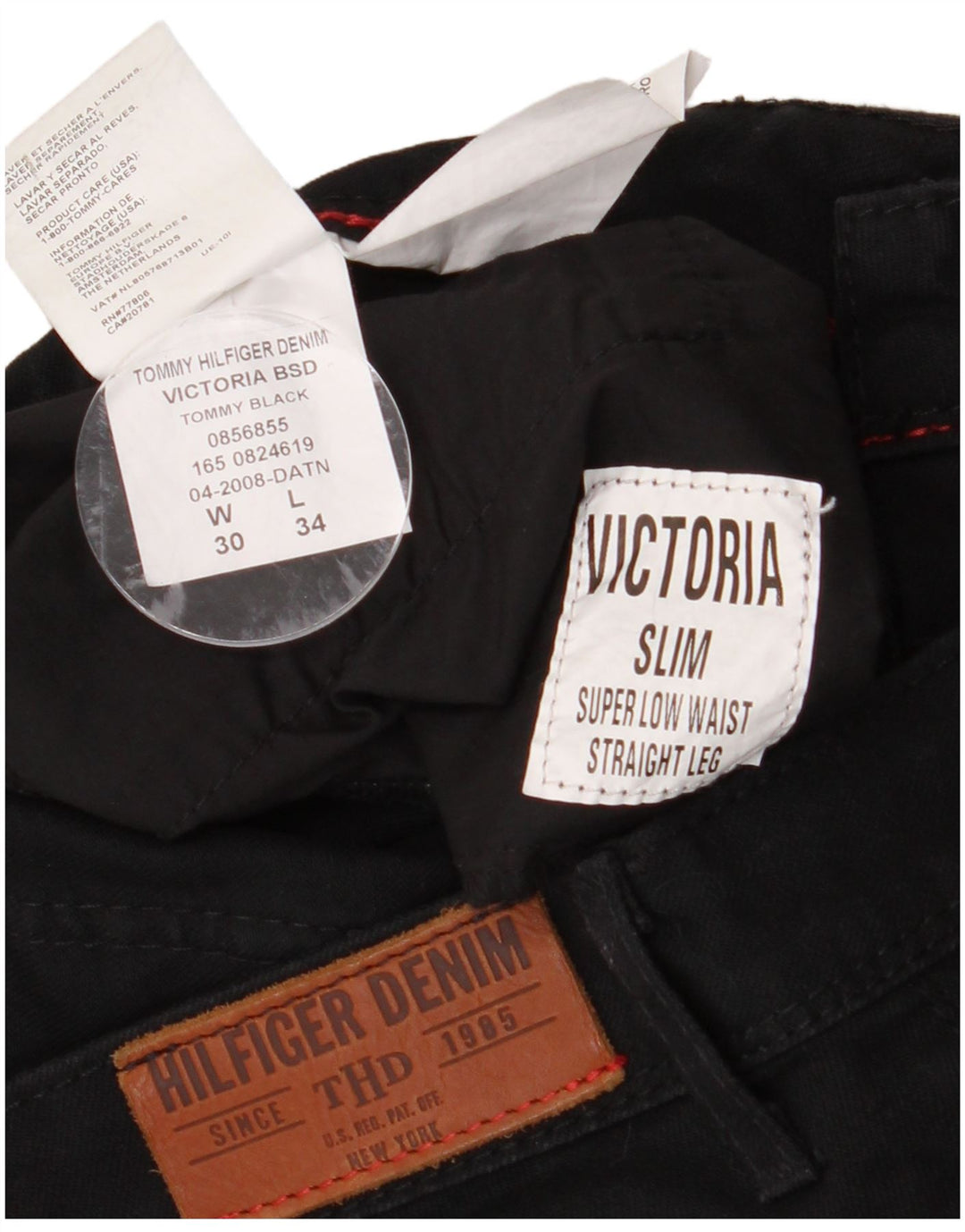 Tommy Hilfiger Dame Lavtalje Casual Bukser W30 L34 Sort Bomuld