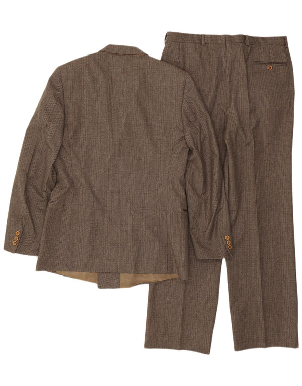 Vintage Herre 2-delt jakkesæt IT 50 Large W32 L32 Brun ternet uld