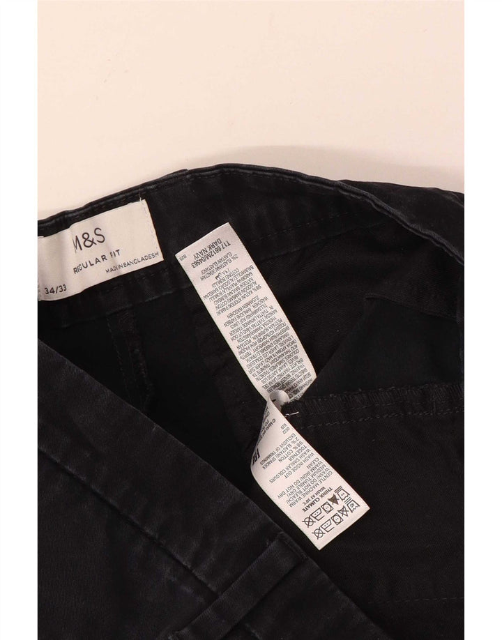 Marks & Spencer Herre Lige Regular Fit Chinobukser W34 L33 Marineblå