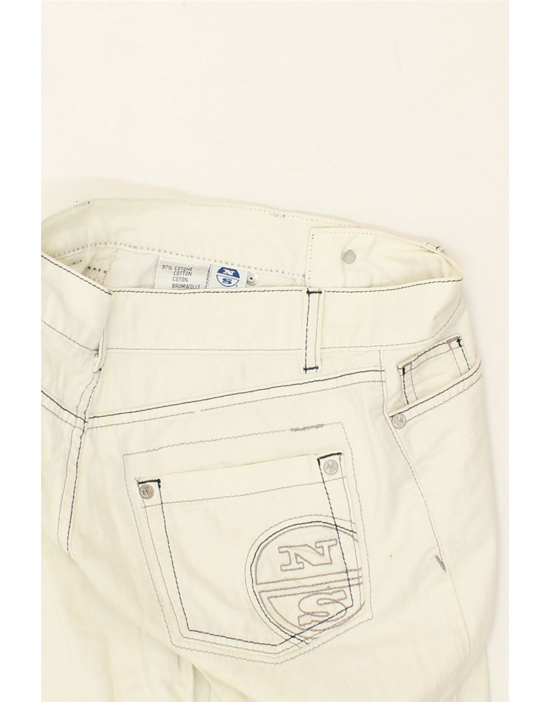 NORTH SAILS Boys Denim Shorts 9-10 Years W26 White Cotton Vintage North Sails and Second-Hand North Sails from Messina Hembry 
