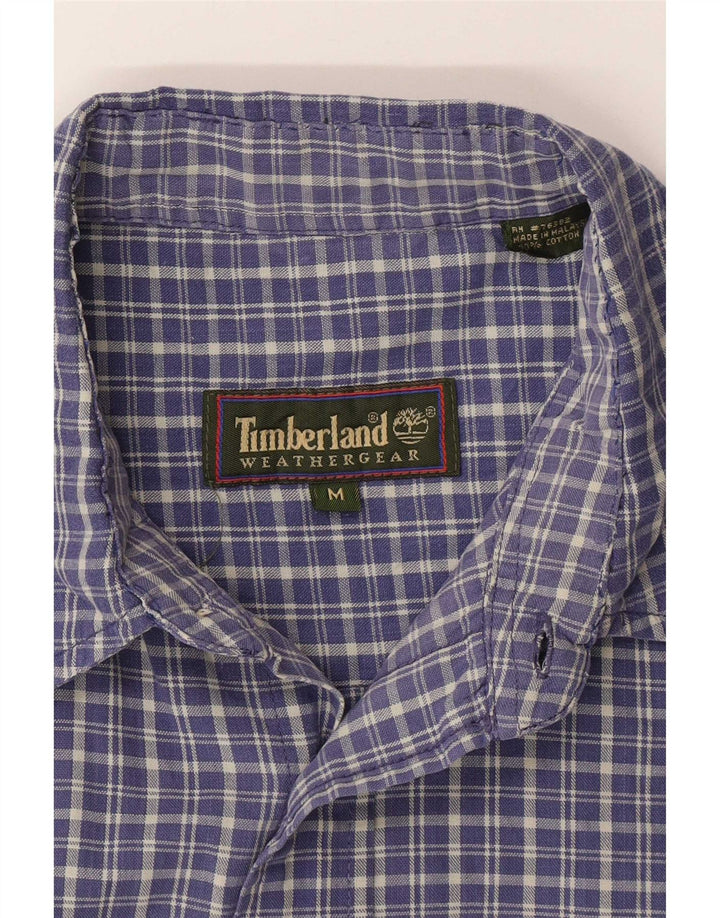 Timberland Kortærmet Herreskjorte Medium Blue Plaid Bomuld