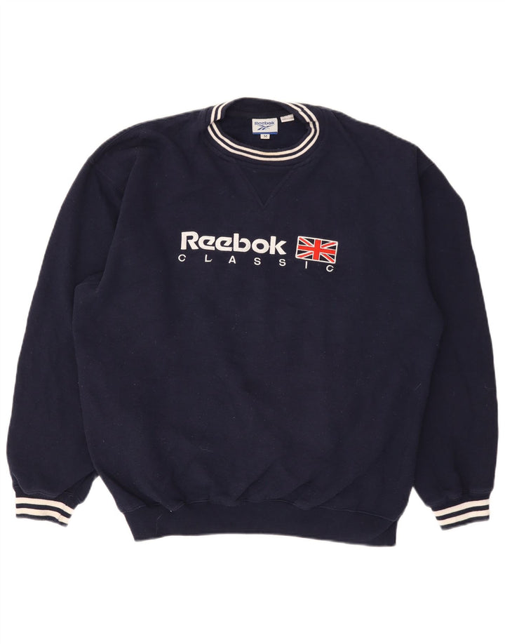 Reebok Herre grafisk sweatshirt Jumper Medium Navyblå polyester