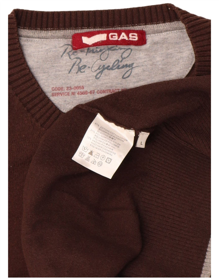 Gas Herre Crew Neck Jumper Sweater Stor brun bomuld