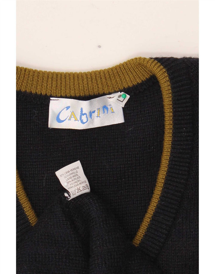 Cabrini Herre V-hals sweater Stor Marineblå Argyle/Diamond Wool