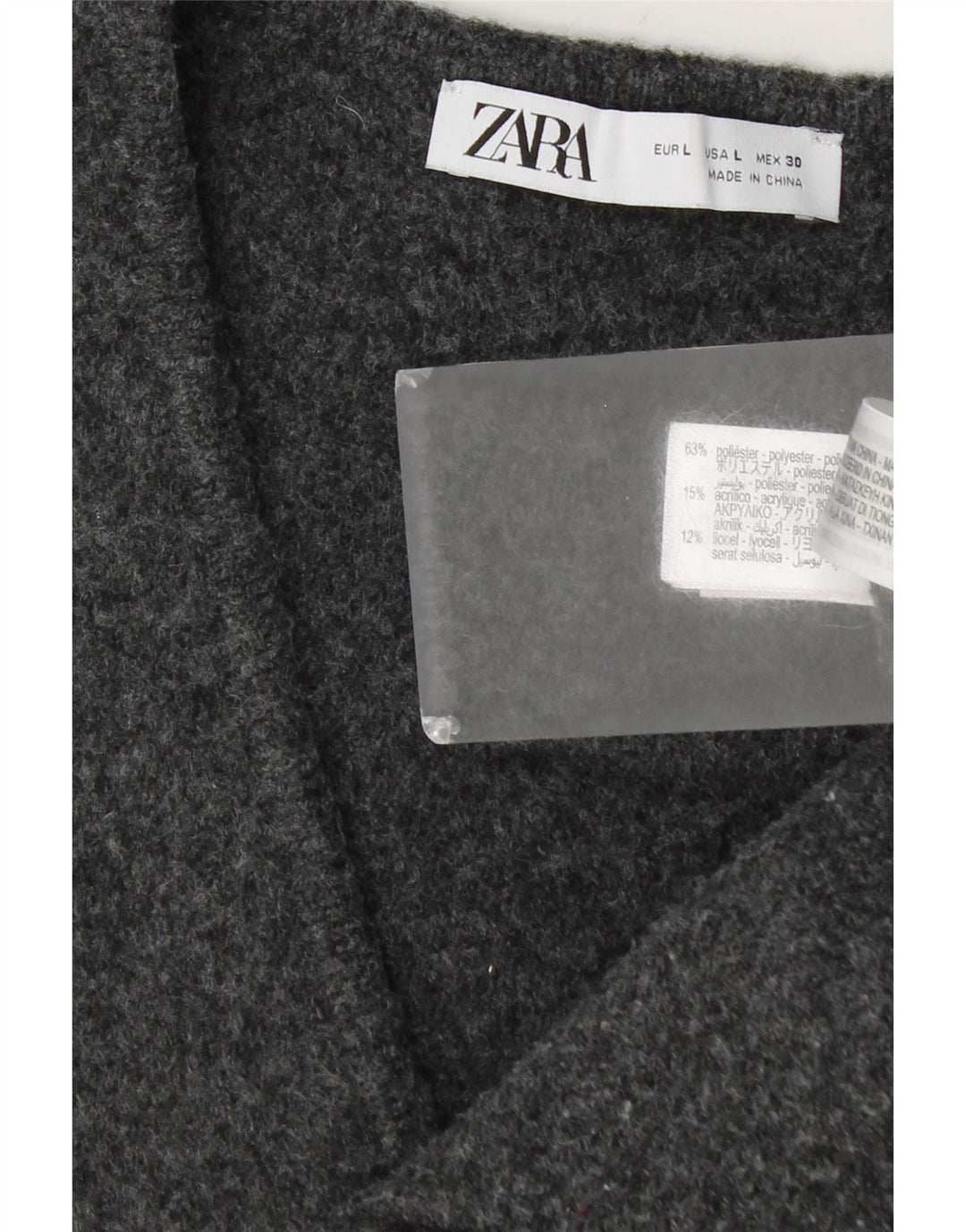 Zara Damevest UK 14 Stor Grå Polyester