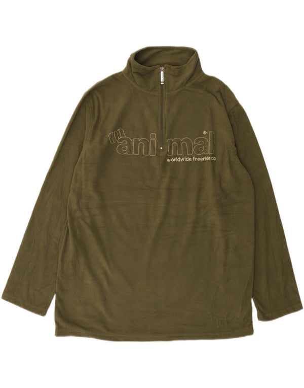 Animal Herre grafisk lynlås hals Fleece Jumper XL Khaki Polyester